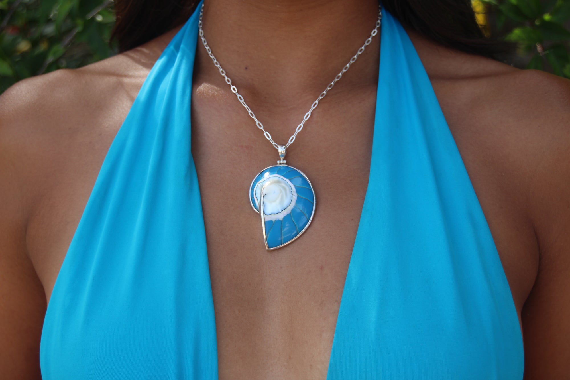 Blue Solara Shell Necklace